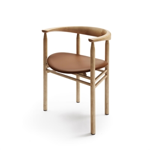 Nikari Linea Collection RMT6 Krzesło do Jadalni Drewno Jesionowe Barwione w Kolorze dębu/Elmosoft 33004 Skóra