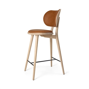 Hoker Barowy Mater High Stool z Oparciem, Dąb Matowy /skóra Orzech Włoski , 74 cm