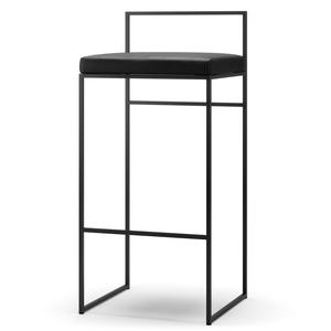 Krzesło Barowe Department z Oparciem 90 cm Czarny/ Czarny Skóra