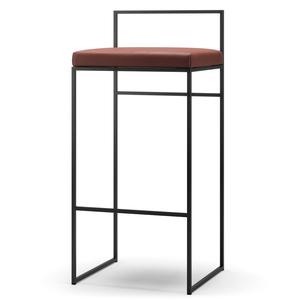 Krzesło Barowe Department z Oparciem 90 Cm, Czarny/brązowe, Skórzane