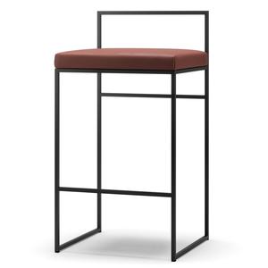 Krzesło Barowe Department z Oparciem 80 Cm, Czarny/brązowe, Skórzane