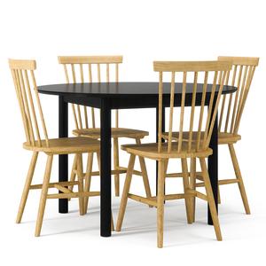 Zestaw Stołowy Department Wood Dining Table Czarny/dąb