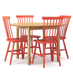 Zestaw Stołowy z Drewna Jadalnego Department Wood Dąb/ Pomarańczowy