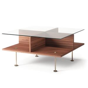 Stolik kawowy Decotique Vogue 70x70 Orzech włoski/ Mosiężny