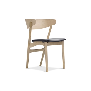 Sibast Furniture No 7 Krzesło do Jadalni Barwione na Biało Drewno Dębowe i Czarny Skóra