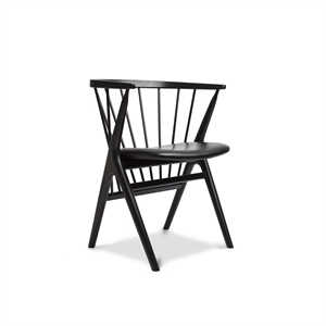 Krzesło do Jadalni Sibast Furniture No 8 Czarny Dąb i Czarny Skóra