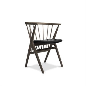 Krzesło do Jadalni Sibast Furniture No 8 Ciemny Olejowany Dąb i Czarny Skóra