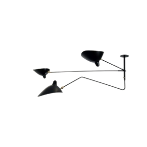 Serge Mouille 2 Still Arms i 1 Curved Lampa Sufitowa Czarny