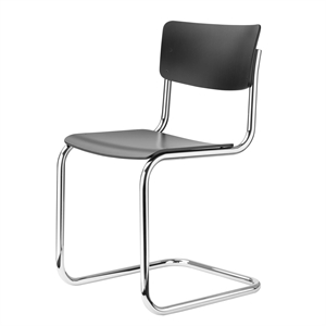Krzesło do Jadalni Thonet S 43, Chrom/ Buk Barwiony na Czarny