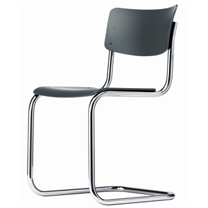 Krzesło do Jadalni Thonet S 43 , Chrom/ Buk Barwiony Czarny Szary