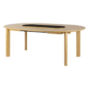 Stół jadalny Umage Comfort Circle Smooth z rozkładanym blatem, dąb/ Czarny/ Mosiężny
