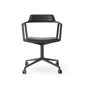 Krzesło Obrotowe Vipp 452 na Kółkach, Czarny Skóra