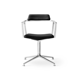 Krzesło Obrotowe Vipp 452 z Suwakami Podłogowymi Aluminiowy/ Czarny Skóra