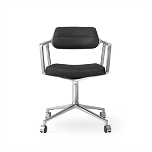 Vipp 453 Obrotowy Fotel Obrotowy z Kółkami Aluminiowy/ Czarny Skóra