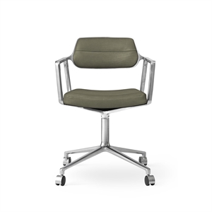 Vipp 453 Obrotowy Fotel Obrotowy z Kółkami Aluminiowy/Bosco Zielony Skóra