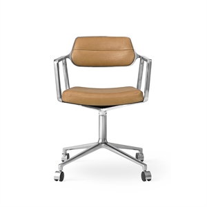 Vipp 453 Obrotowy Fotel Obrotowy z Kółkami Aluminiowy/ Skóra Piaskowy