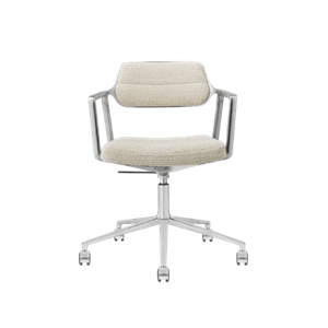 Krzesło Obrotowe Vipp 453 Swivel+ z Kółkami, Aluminiowy, Faliste , w Złamana Biel i Jasnoszary