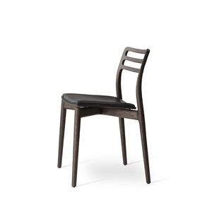Krzesło do Jadalni Vipp 481 Ciemny Dąb/ Czarny Skóra