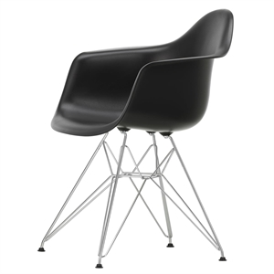 Krzesło do Jadalni Vitra Eames Plastic RE DAR w Kolorze Głębokiej Czerni/ Chrom