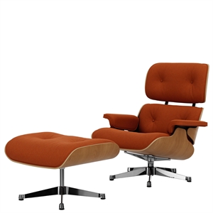 Fotel Vitra Eames z Pufem Calma Cognac/ Aluminiowy/Kasztan