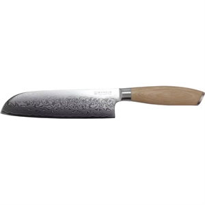 Mareld Akio Japoński Nóż Santoku 18 cm Jasne Drewno